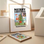 CUSTOM Merry Christmas Cat Print, Cute Personalised Xmas Decor, Christmas 2024, Custom Name Gift, Festive Decor, Framed Unframed Festive - Image 2
