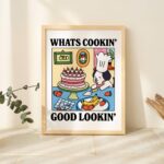 Whats Cookin Good Lookin Dog Print, Kitchen Dining Room Decor, Cute Eclectic Decor, Colordul Prints, Chef Dog Lover Poster, Large UNFRAMED
