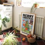 CUSTOM Merry Christmas Cat Print, Cute Personalised Xmas Decor, Christmas 2024, Custom Name Gift, Festive Decor, Framed Unframed Festive - Image 3