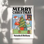 CUSTOM Merry Christmas Cat Print, Cute Personalised Xmas Decor, Christmas 2024, Custom Name Gift, Festive Decor, Framed Unframed Festive - Image 4