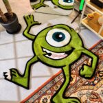 Monster Cartoon Character, Green Rug, 3D Cartoon Fluffy Rug, Cute 3D rug, Christmas Gift