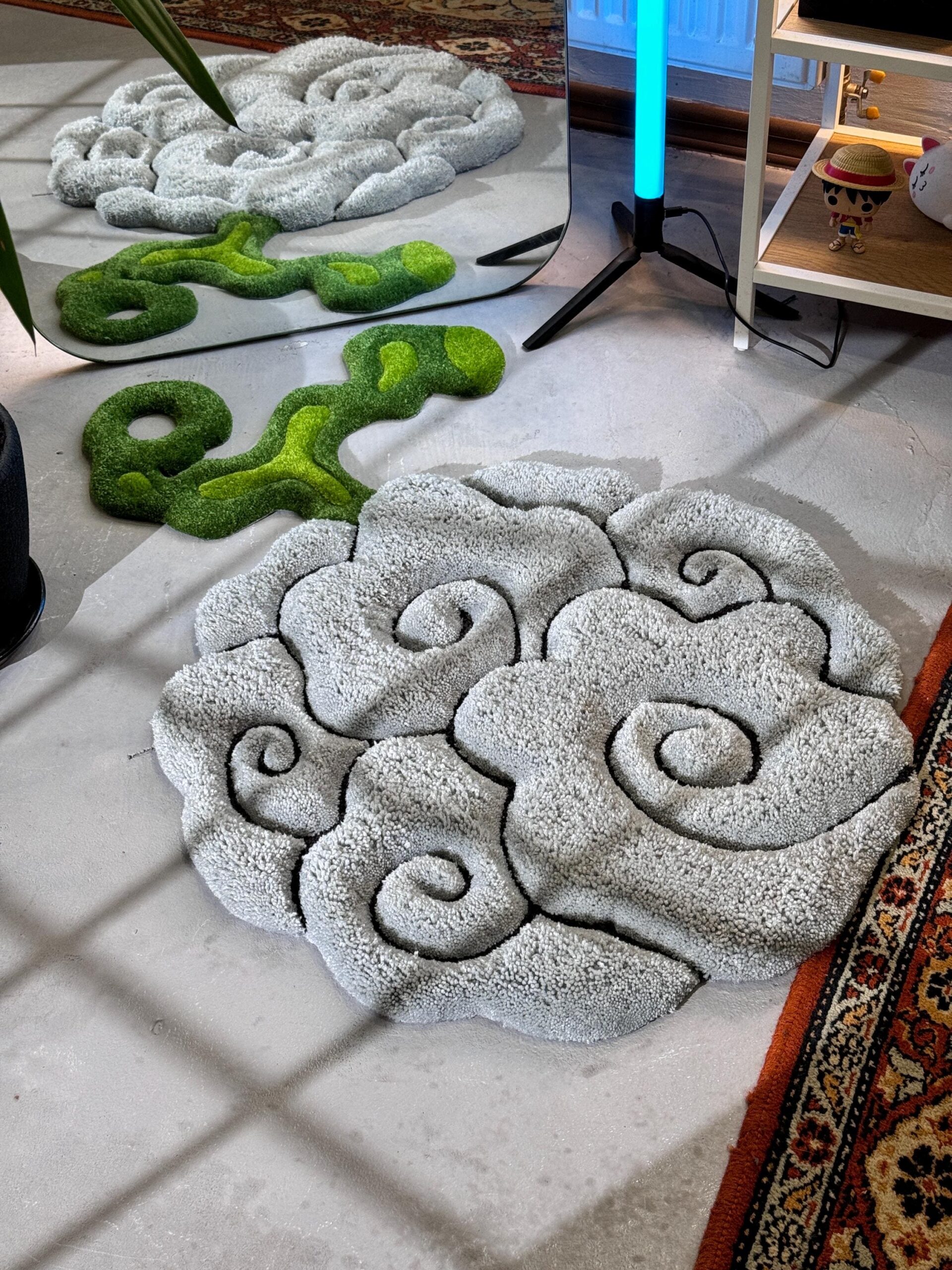 il_fullxfull.6808607947_6d4d.jpg Anime themed 3D Tufted Rug, Handmade Fluffy Rug, Anime Rug, Anime Fan Gift, Plush Rug, Grey fluffy Rug - Image 1