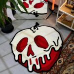 Handmade 3D Red Apple Rug, Non-slip rug, Poisoned Apple Rug, Halloween Themed Tufted Rug