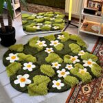 Daisy Moss Rug, 3D Moss Rug, Сhamomile Field rug, Grass Rug, Landscape rug, Area Rug, Gift for Her, 3D Moss Meadow Rug with Daisies