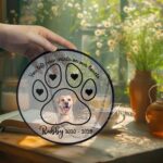 Custom Dog Suncatcher With Name And Date, Custom Paw Print Rainbow Bridge Gift, Pet Loss Remembrance Suncatcher – Dog Cat Memorial Gift - Image 3