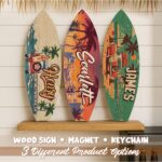 Custom Surf Gift for Surf Lover Gift, Surf Sign Gift for Surfers, Surf Board Keychain Gift, Surfing Gift Surf Board Magnet Surf Board Decor