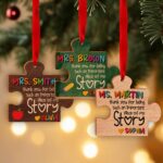 Personalized Teacher Ornament: Wooden Puzzle Piece, Custom Classroom Gift