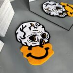 Handmade Tufted Skull Rug: Trippy Graphic Face Mat - Image 9