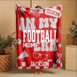 Custom Football Mom Blanket with Player Name, Personalized Football Mama Blanket, Game Day Football Bleacher Blanket, Gift for Mom - Image 3
