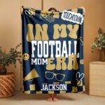 Custom Football Mom Blanket with Player Name, Personalized Football Mama Blanket, Game Day Football Bleacher Blanket, Gift for Mom - Image 2
