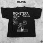 Monstera Deliciosa Y2K Collage Plant T-Shirt, Vintage Botanical Graphic Tee, Retro Indoor Houseplant Streetwear Naturecore Shirt, Unisex Top