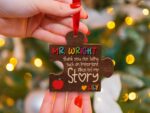 Personalized Teacher Ornament: Wooden Puzzle Piece, Custom Classroom Gift - Image 9