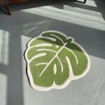 Handcrafted Monstera Leaf Rug: Green Plant Lover Gift (22”) - Image 4