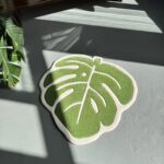 Handcrafted Monstera Leaf Rug: Green Plant Lover Gift (22”) - Image 3