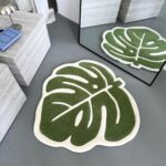 Handcrafted Monstera Leaf Rug: Green Plant Lover Gift (22”) - Image 9