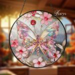 Pink Butterfly Acrylic Suncatcher Window Hanging, Stained Glass Look Floral Decor, Vibrant Mother’s Day Gift For Mom Or Garden Lover - Image 2