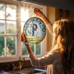 Wedding Stained Glass Sun Catcher, Ornament Bride and Groom, Ornament Light Catcher, Mr & Mrs Couples Gift Bridal Shower, Wedding Gift - Image 4