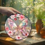 Pink Butterfly Acrylic Suncatcher Window Hanging, Stained Glass Look Floral Decor, Vibrant Mother’s Day Gift For Mom Or Garden Lover - Image 3