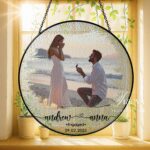 Personalized Couple Proposal Portrait Suncatcher, Custom Watercolor Photo Suncatcher Gift For Couples, Anniversary Couples Gift
