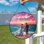Beach Couple Window Stained Glass, Suncatcher Window Hanging, Wedding Gifts, Couple Suncatcher, Gift For Couple, First Christmas Mr&Mrs