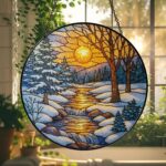 Memorial Christmas Suncatcher, Winter Stained Glass SunCatcher, Winter Season Light Catcher, Window Hanging Snow, Home Decoration Gift - Image 3