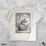 Retro Medieval Snail Rider T-Shirt, Vintage 90s Renaissance Fantasy Tee, Mythical Creature Shirt, Funny Medieval Art Top, Y2K Grunge Gift