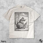 Retro Medieval Snail Rider T-Shirt, Vintage 90s Renaissance Fantasy Tee, Mythical Creature Shirt, Funny Medieval Art Top, Y2K Grunge Gift