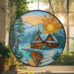 Winter Land Stained Glass SunCatcher, Winter Season, Christmas Tree Decor, Xmas Gift, Christmas Window Decor, Gift For Family - Image 3