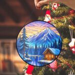 Winter Stained Glass SunCatcher Winter Season Light Catcher Window Hanging Snow Home Decoration Gift