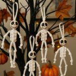 Amigurumi Skeleton Ornament Pattern, Crochet Tutorials PDF File for Beginner, Crochet Plush Toy For Halloween Home Decor