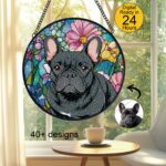 Pet Suncatcher Custom Birth flower suncatcher Portrait from photo Pet memorial gift pet loss gift Custom Stained glass art Dog memorial gift