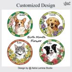 Family Suncatcher Custom Birth flower suncatcher Portrait from photo Pet memorial gift keepsake gift Custom Stained glass Christmas Ornament - Image 9