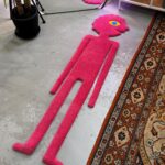 Pink Cartoon Character Tufted Rug, Abstract Rug, Handmade Tufted Rug, Christmas Gift - Image 6