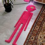 Pink Cartoon Character Tufted Rug, Abstract Rug, Handmade Tufted Rug, Christmas Gift - Image 4
