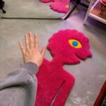 Pink Cartoon Character Tufted Rug, Abstract Rug, Handmade Tufted Rug, Christmas Gift - Image 5