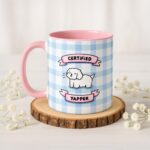Certified Yapper Cute Dog Accent Mug, Gingham Pattern Coffee Cup Gift, Gifts under 20, Christmas, Birthday, Stocking Stuffer, Dog Pet Gift