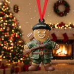 Personalized Gingerbread Hunter Ornament, Hunting Ornament, Custom Hunter Gift For Dad, Grandpa, Gift For Hunting Lovers, Hunter Gift.