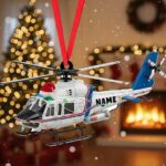 Personalized Helicopter Ornament, Christmas Gift, Pilot Captain Gift, Xmas Decor, Helicopter Lover Gift, Xmas Tree Decoration, 2D Flat.