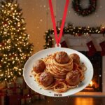 Personalized Spaghetti & Meatballs Christmas Ornament, Tree Hanging Decor, Italian Food Lover Gift, Food Ornament, Gift for Her