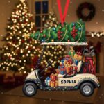 Custom Name Golf Cart Ornament – Christmas Decoration – Personalized Holiday Gift for Golf Lovers, 2D Flat Ornament