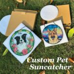 Pet Suncatcher Custom Birth flower suncatcher Portrait from photo Pet memorial gift keepsake gift Custom Stained glass Christmas Ornament - Image 8