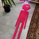 Pink Cartoon Character Tufted Rug, Abstract Rug, Handmade Tufted Rug, Christmas Gift - Image 3