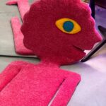 Pink Cartoon Character Tufted Rug, Abstract Rug, Handmade Tufted Rug, Christmas Gift - Image 2