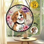 Pet Suncatcher Custom Birth flower suncatcher Portrait from photo Pet memorial gift keepsake gift Custom Stained glass Christmas Ornament - Image 2