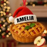 Personalized Apple Pie Christmas Ornament | Custom Name | Flat 2D Tree Decor | Pastry Lover Gift | Grandma's Baked Apple Pie