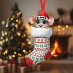 Personalized Socks & Mouse Christmas Ornament | Custom Name | Flat 2D Tree Decor | Mice Lover Gift | Holiday Keepsake