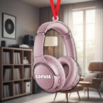 Personalized Headphone Christmas Ornament | Custom Name | Flat 2D Tree Decor | Music Lover Gift | Gift for Her