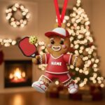 Personalized Pickleball Gingerbread Christmas Ornament | Custom Name | Flat 2D Tree Decor | Pickleball Lover Gift