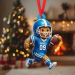 Personalized American Football Gingerbread Christmas Ornament | Custom Name | Flat 2D Tree Decor | Football Lover Gift