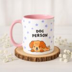 Dog Person Cute Dog Accent Mug, Gingham Pattern Coffee Cup Gift, Gifts under 20, Christmas, Birthday, Stocking Stuffer, Dog Pet Gift